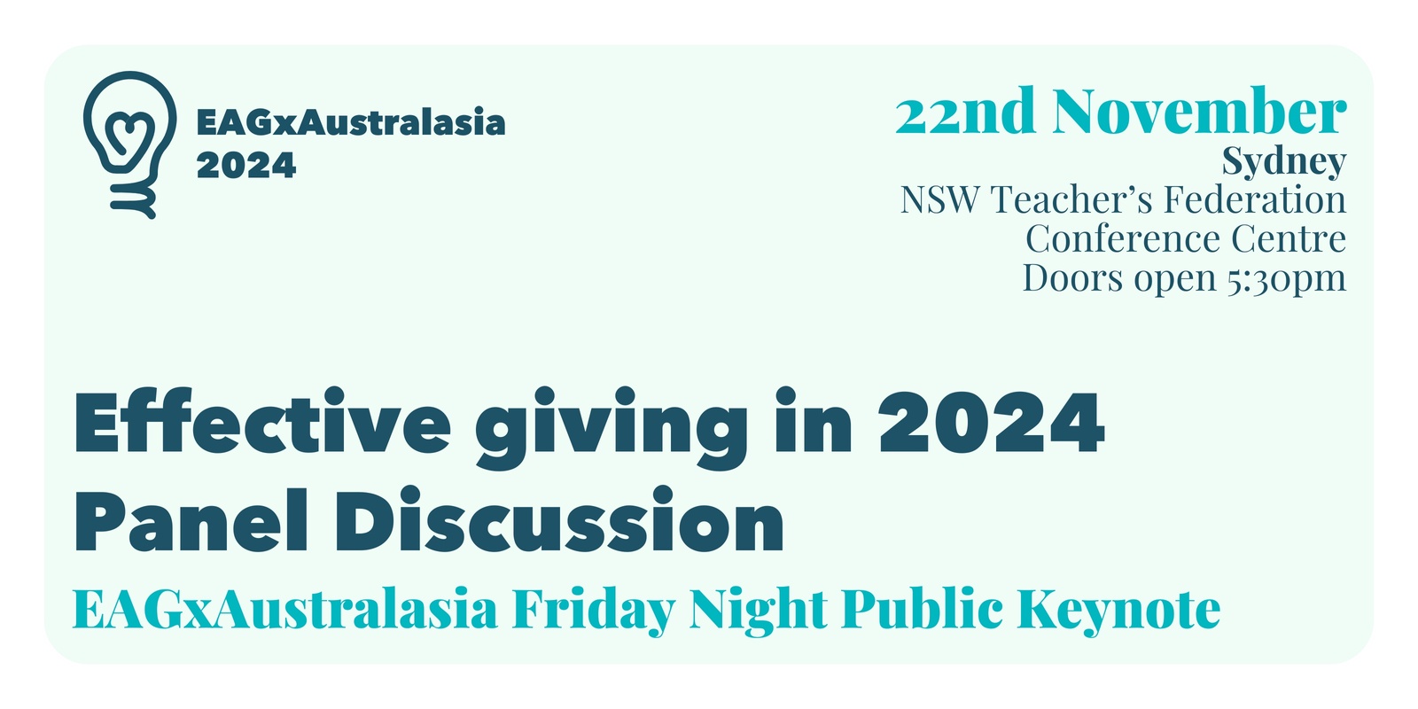 Banner image for Effective giving in 2024 | EAGxAustralasia 2024 Friday Night Keynote