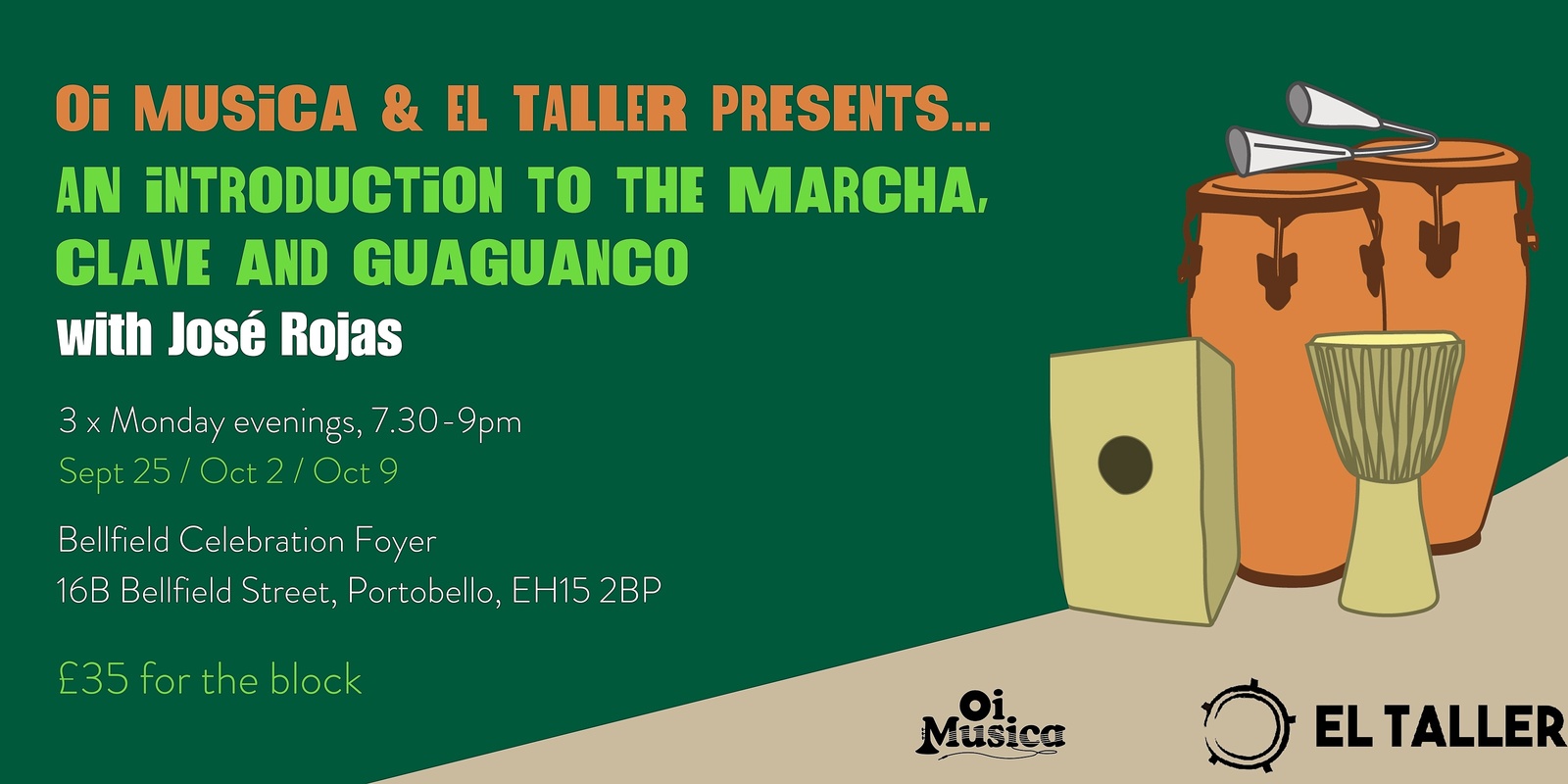 Banner image for Oi Musica & El Taller present... an introduction to Marcha, Clave & Guaguanco