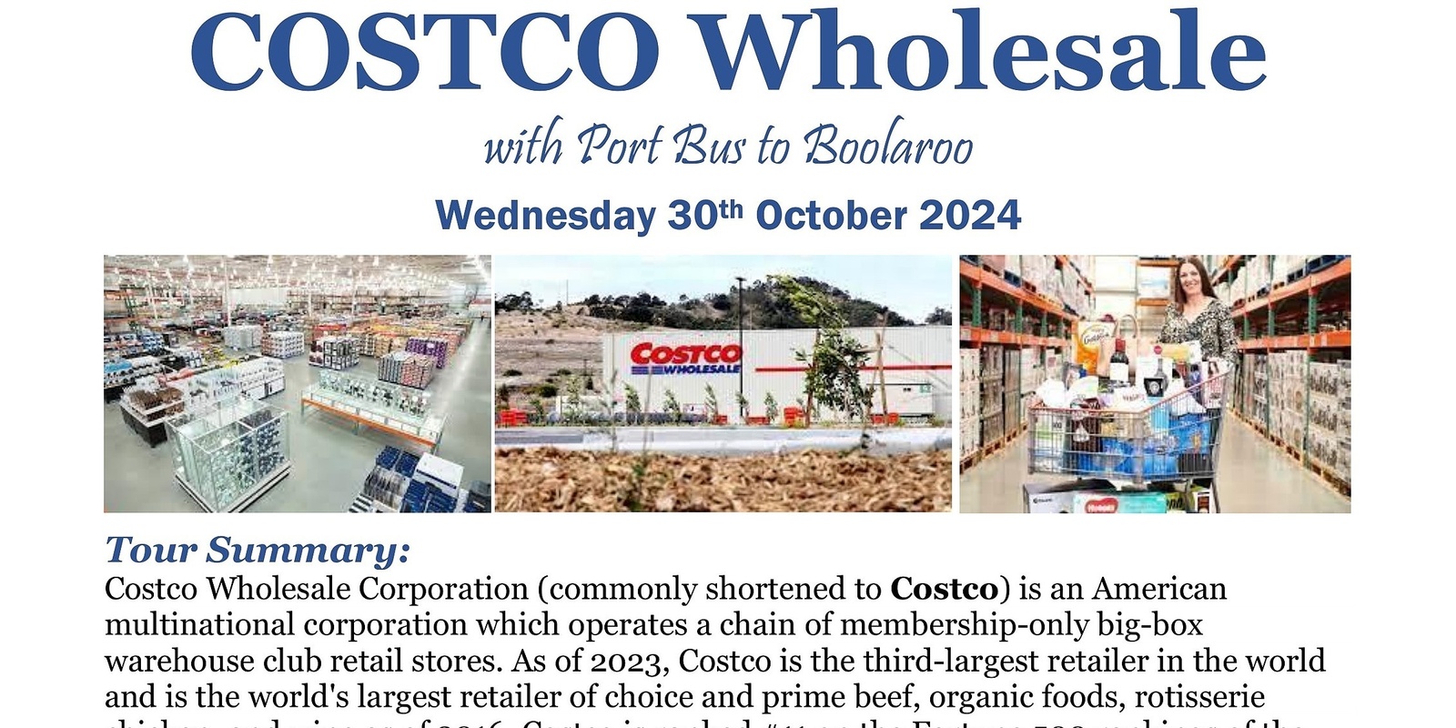 Banner image for COSTCO Wholesale Day Trip