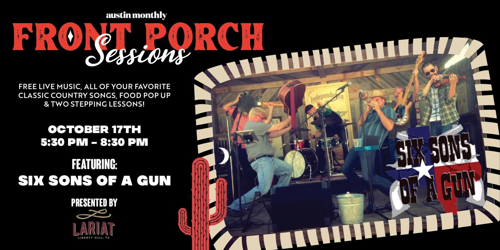 Banner image for Front Porch Sessions with Six Sons of a Gun at Lariat