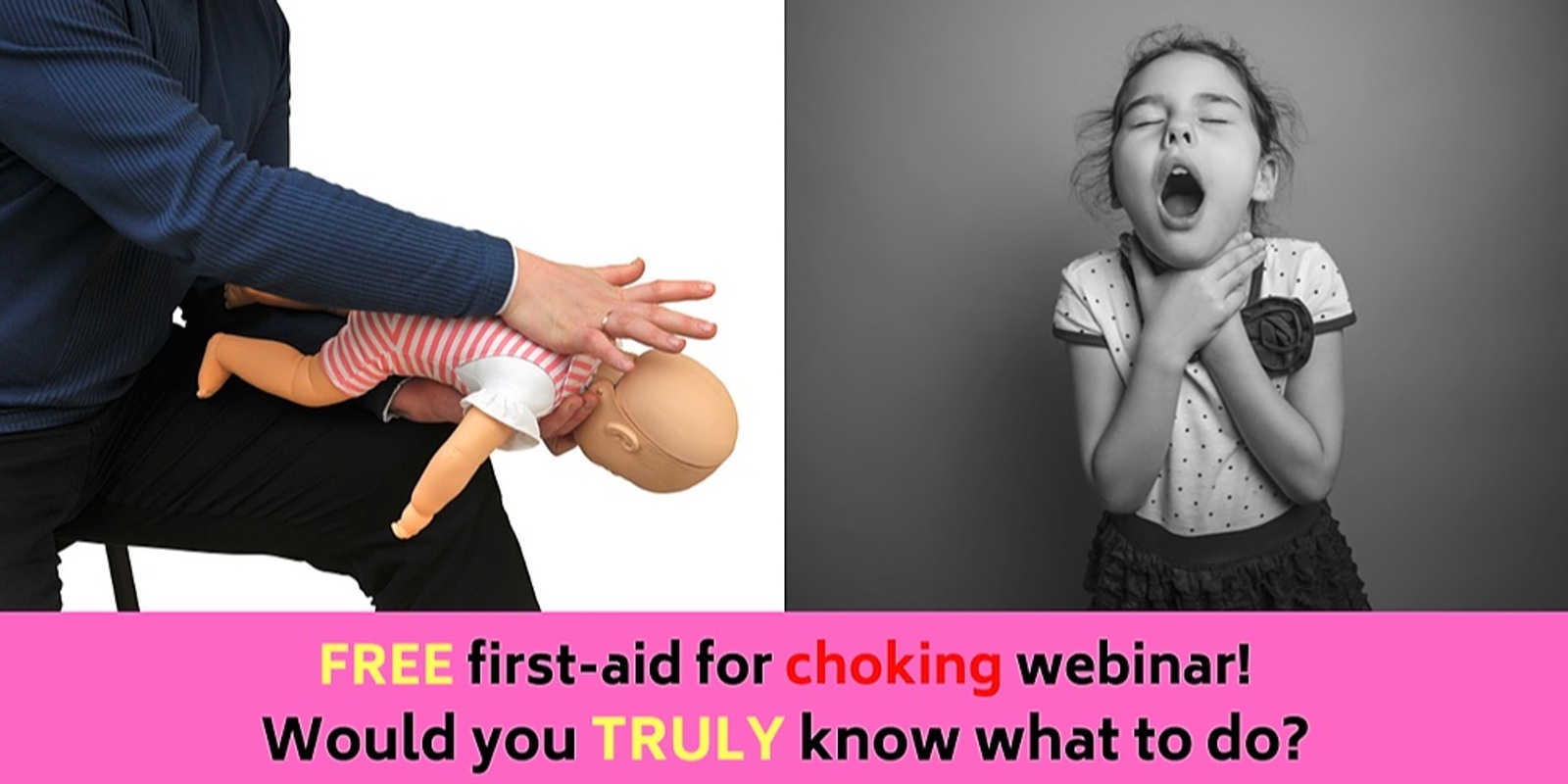 Banner image for FREE LIVE online baby/ toddler first-aid for choking - 20 June