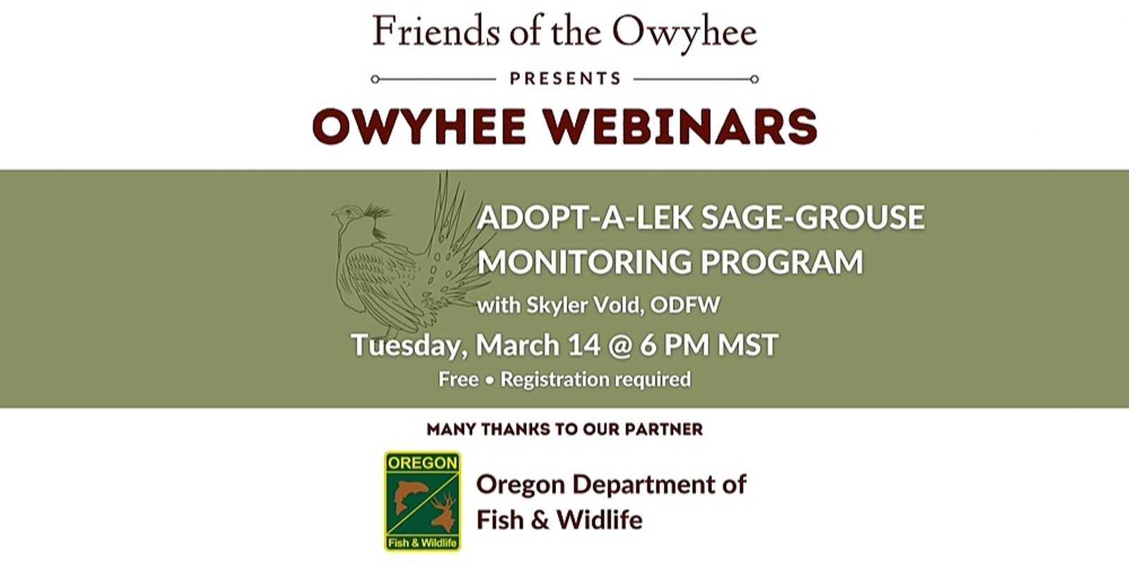 Banner image for Owyhee Webinar: Adopt-A-Lek Program for Sage-Grouse Monitoring