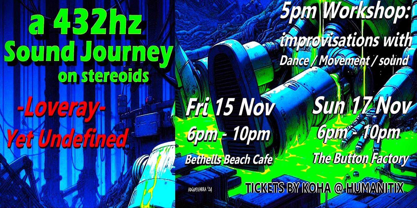 Banner image for -Loveray- & Yet Undefined, Improvisation Through Dance, Movement & Sound Workshop and 432hz Sound Journey @ Te Henga Bethells Beach Cafe - Koha Entry