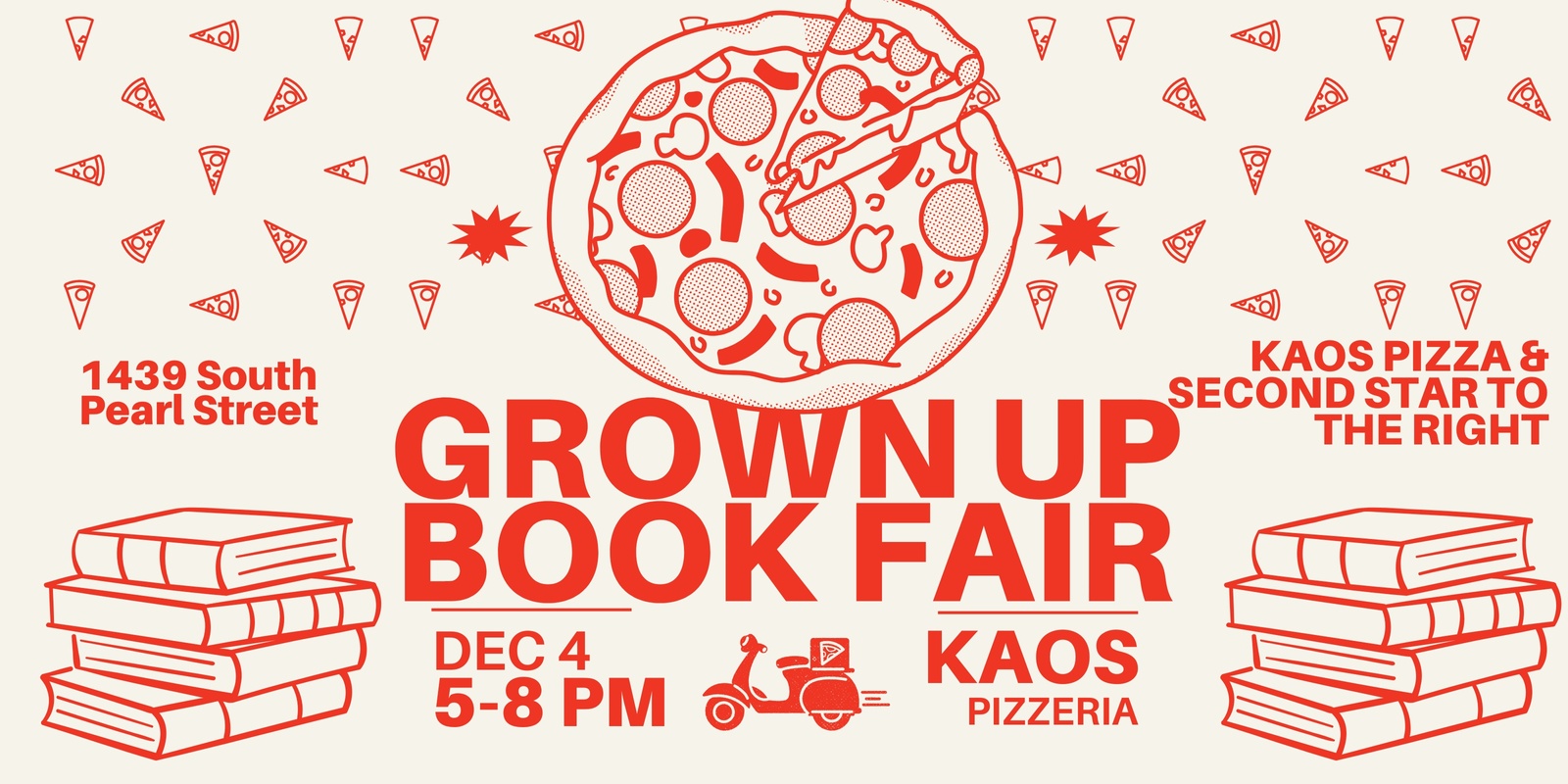 Banner image for Grown Up Book Fair at Kaos Pizza