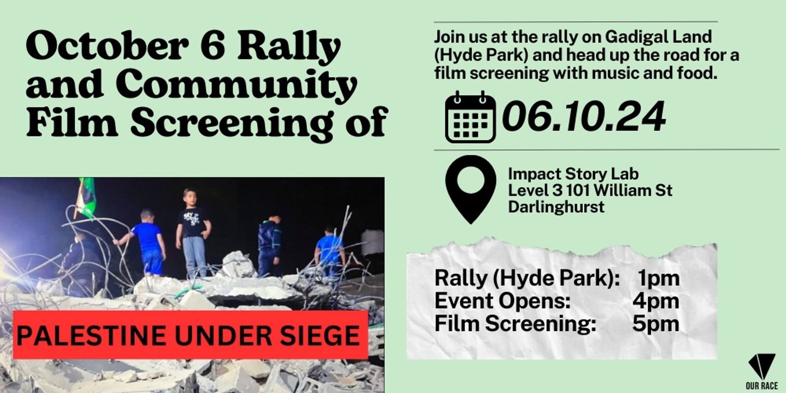 Banner image for October 6 Rally and Community Film Screening with Music and Food