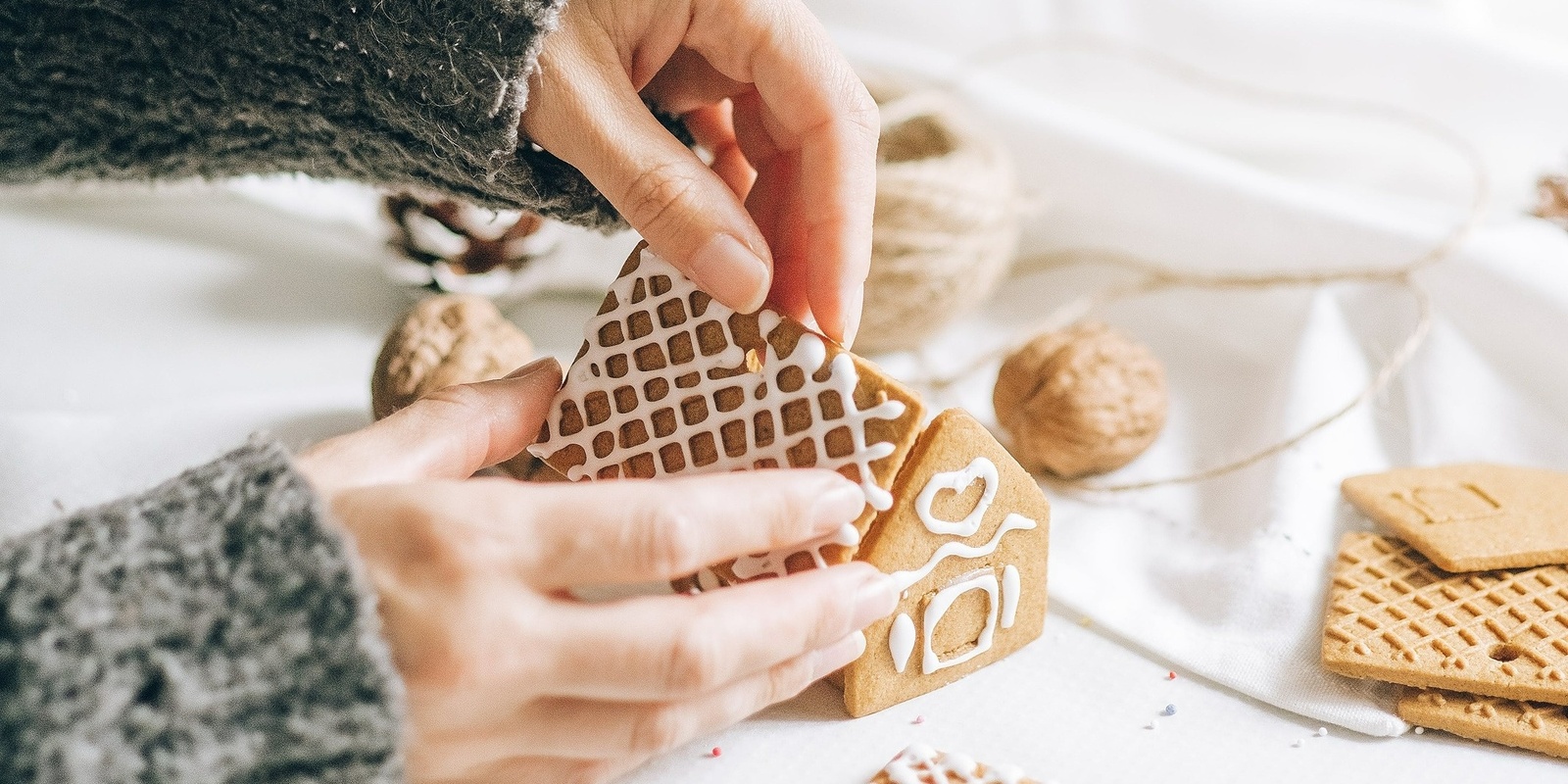 Banner image for Gift & Sip - Gingerbread House Decorating