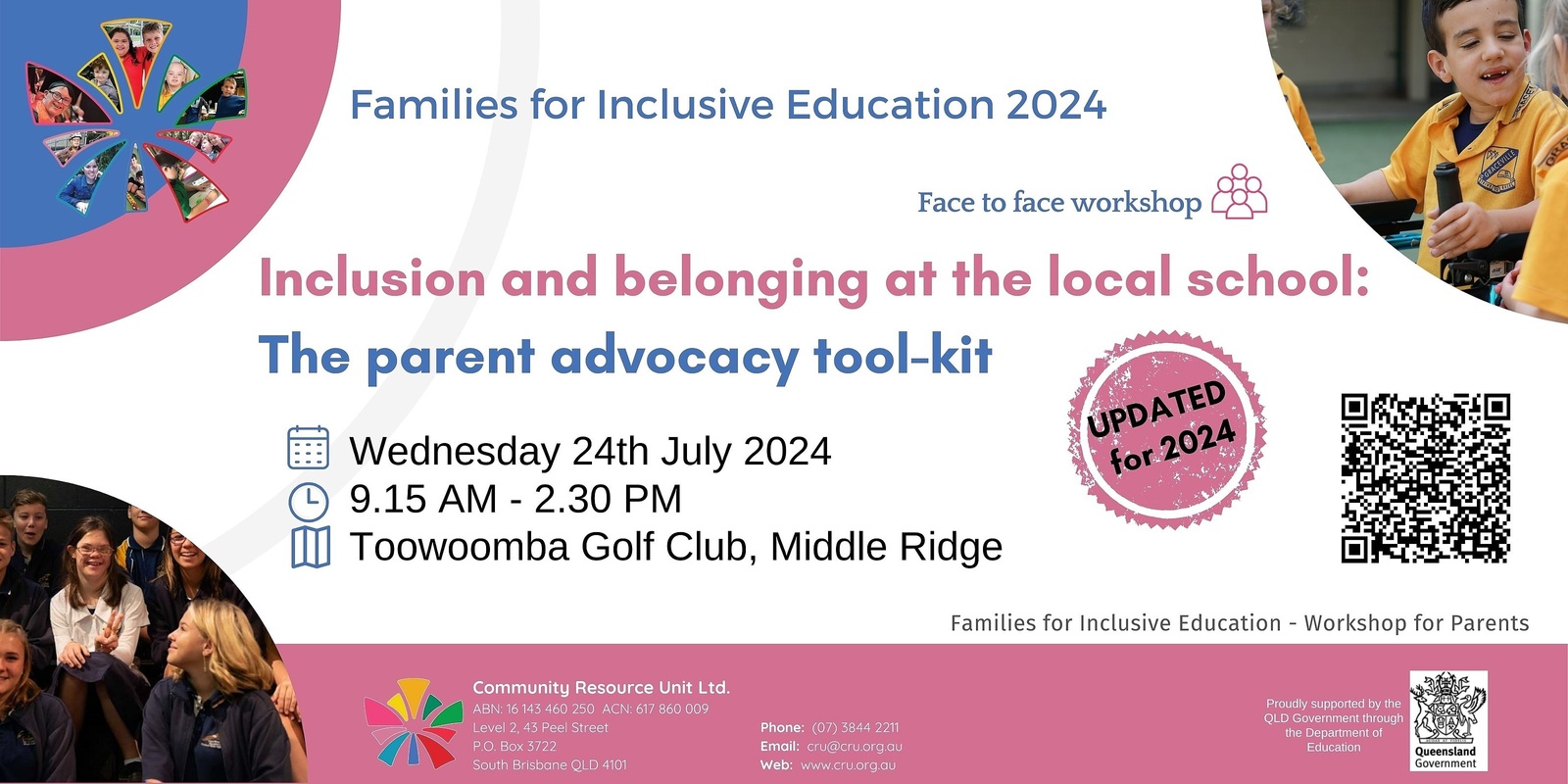Banner image for Inclusion and belonging at the local school - The parent advocacy toolkit: Toowoomba