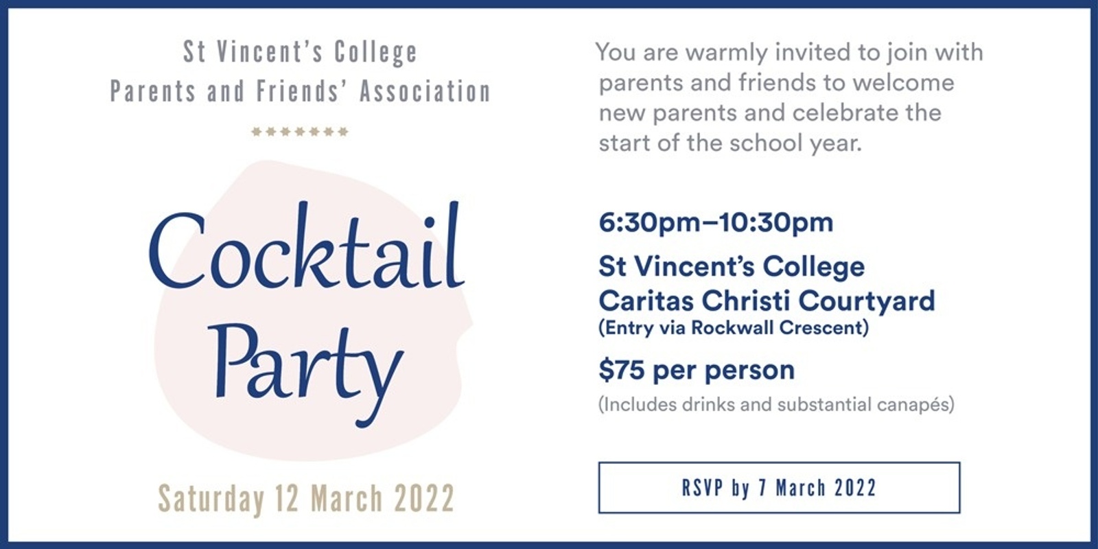 Banner image for St Vincent's College Parents & Friends' Cocktail Party 2022