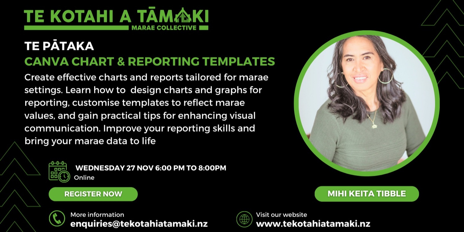 Banner image for Te Pātaka: Using Canva to Create Charts & Reports for Marae