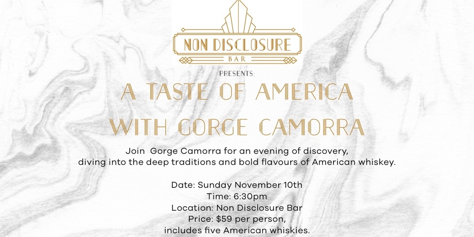 Banner image for Non Disclosure Bar Presents: A Taste of America with Gorge Camorra