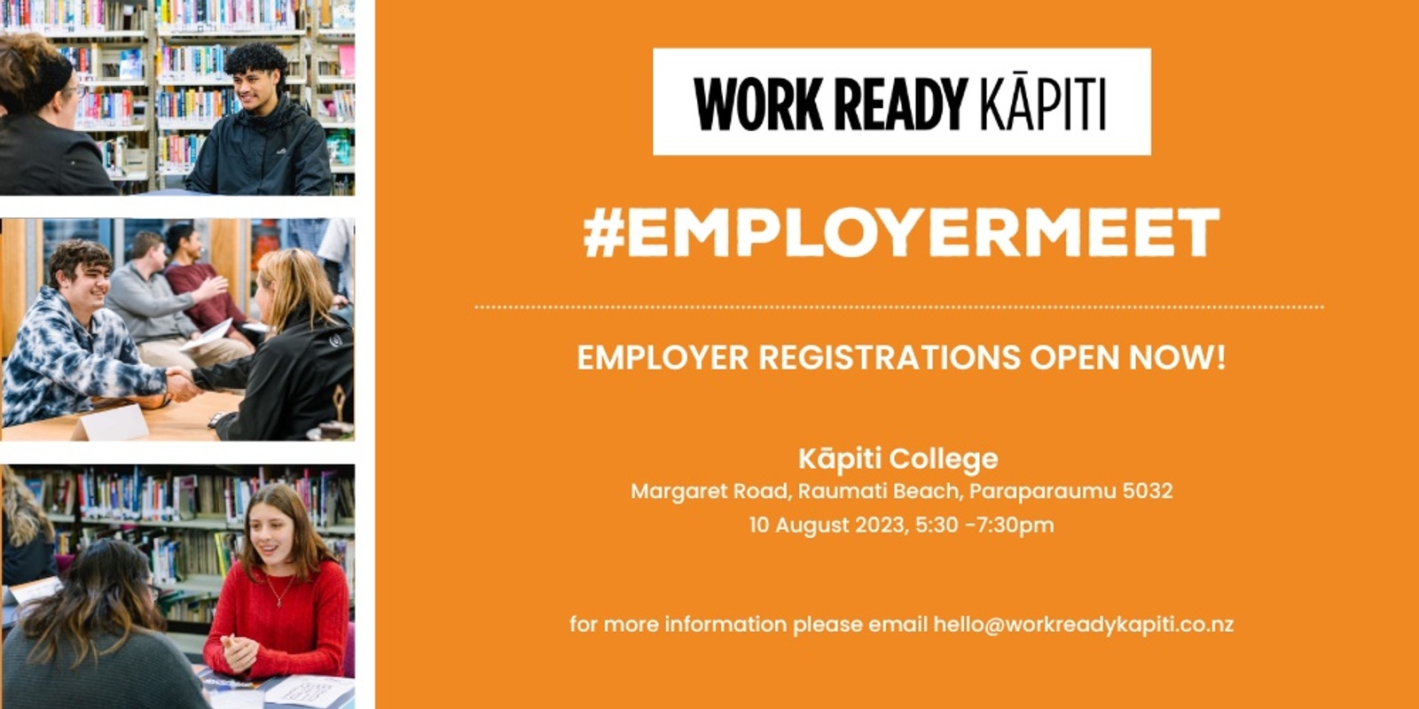 Banner image for #EmployerMeet @ Kāpiti College - Employer Registrations