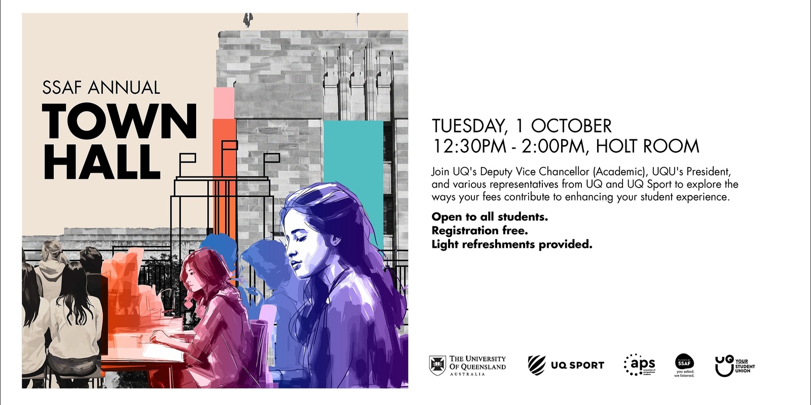 Banner image for Student Town Hall on Services at UQ (SSAF)