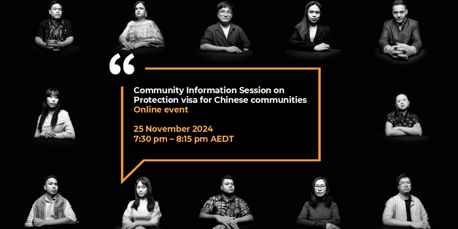 Banner image for Community Information Session on Protection visa for Chinese Communities (Online)