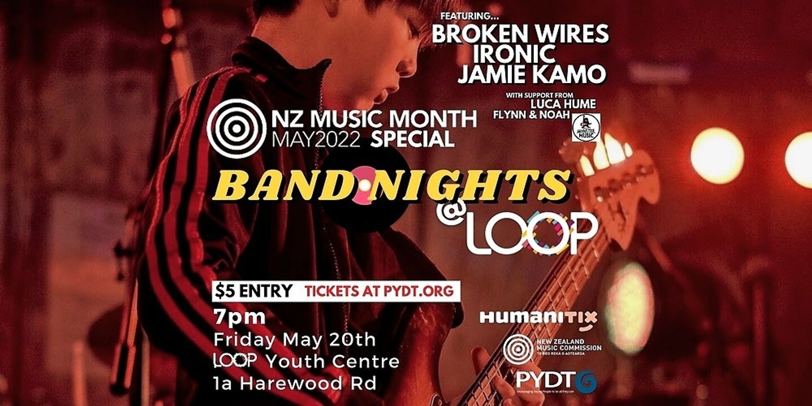 Banner image for Band Nights @ LOOP: NZ Music Month Special - Featuring Broken Wires, Ironic, Jamie Kamo & Monster Music