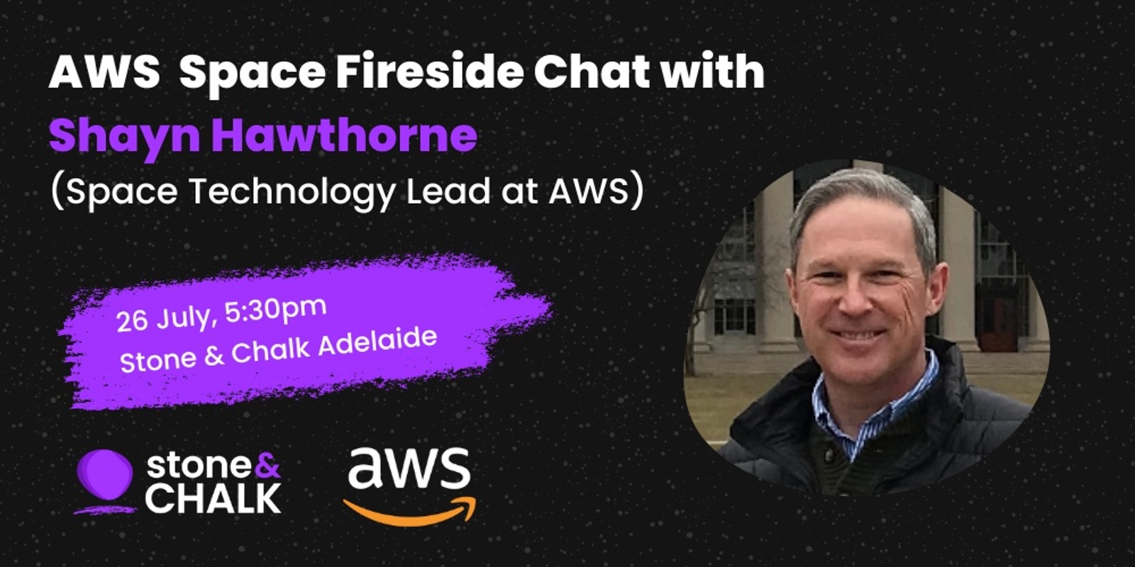 Banner image for AWS Space Fireside Chat with Shayn Hawthorne