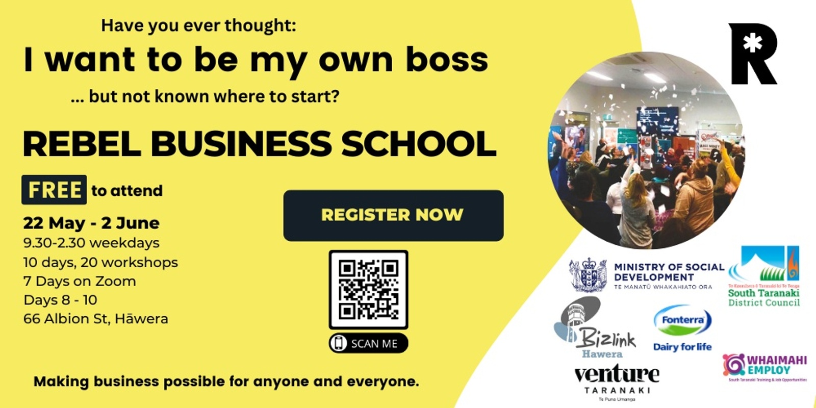 Banner image for Rebel Business School, Taranaki 2023