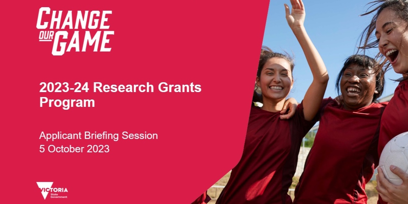 Banner image for 2023-24 Change Our Game Research Grants Program Applicant Briefing