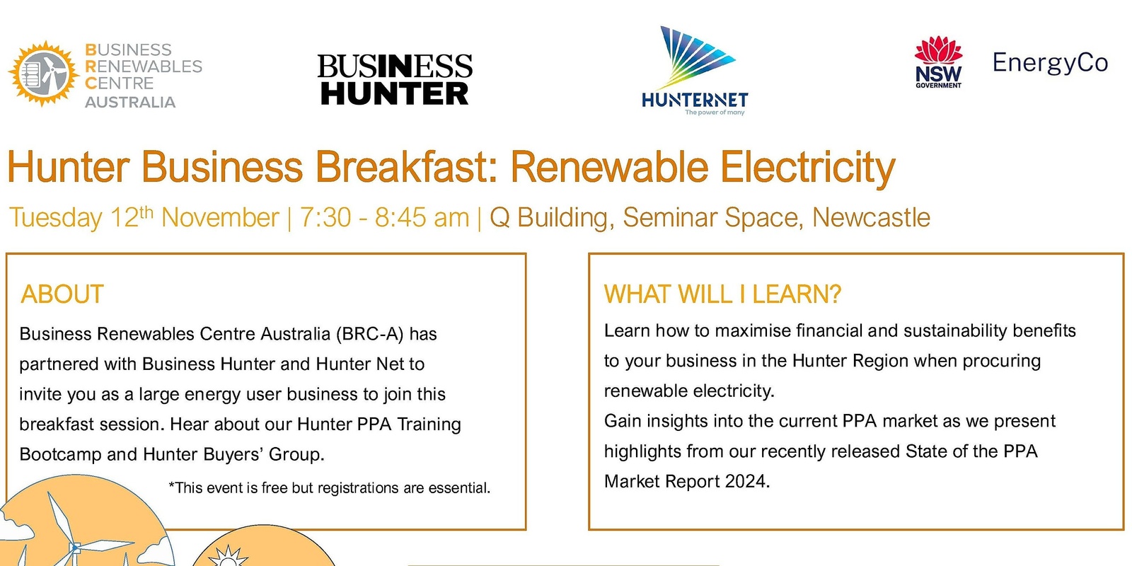 Banner image for Hunter Business Breakfast: Renewable Electricty