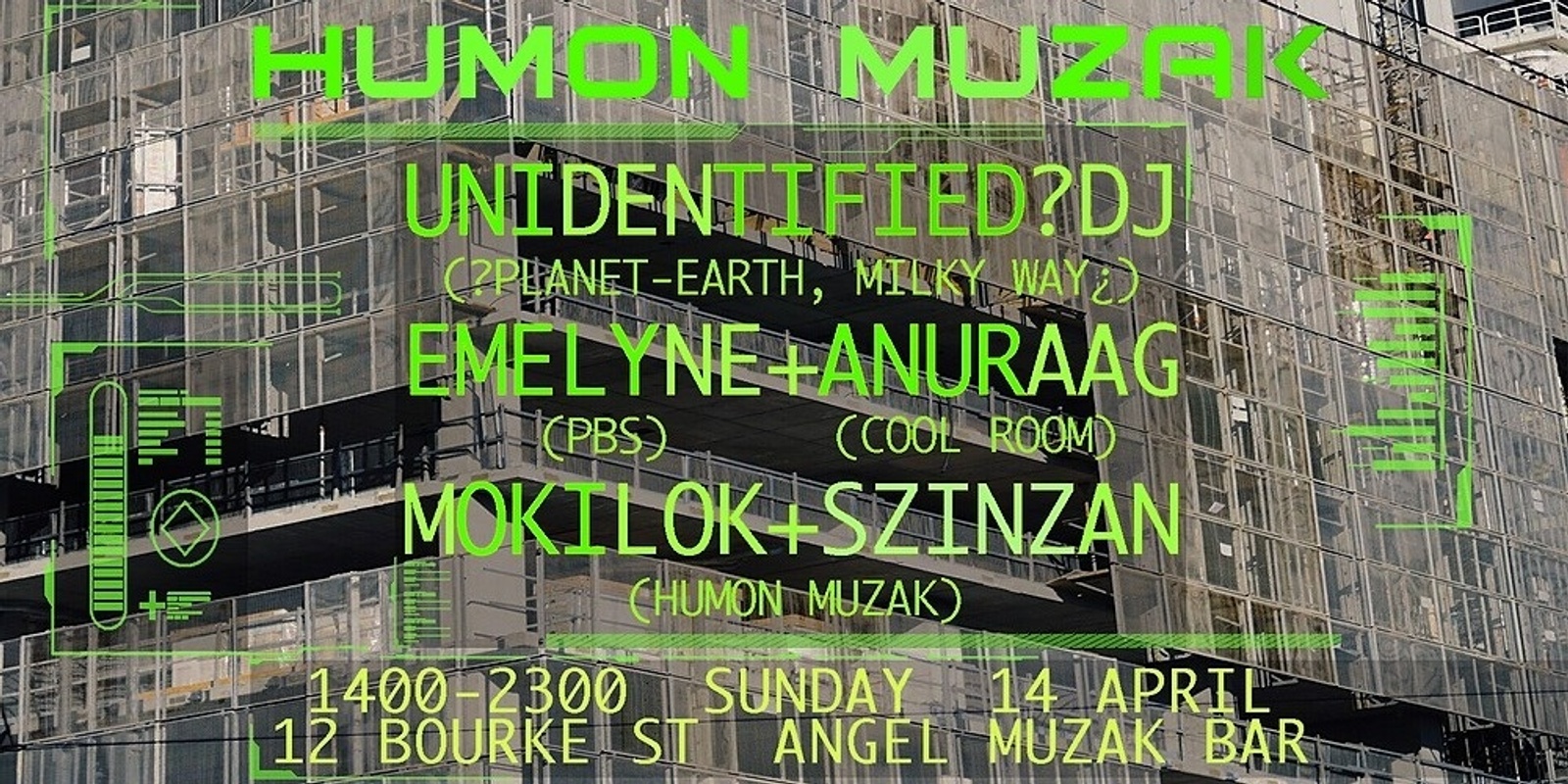 Banner image for HUMON MUZAK Secret International, Emelyne+Anuraag