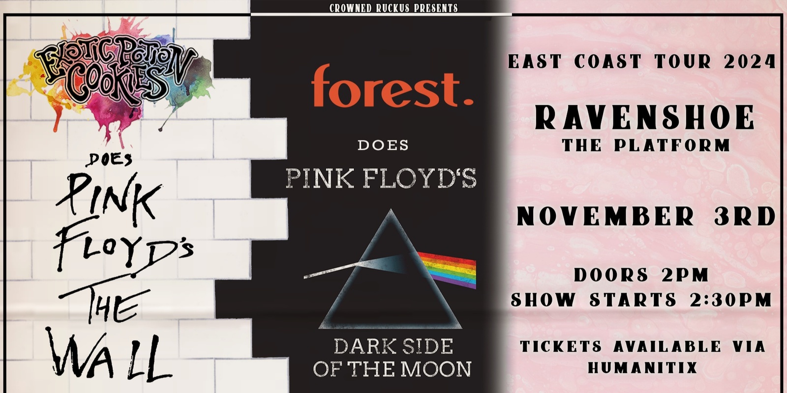 Banner image for C.R Presents: Exotic Potion Cookies does Pink Floyd's The Wall alongside Forest with Dark Side of the Moon - Ravenshoe