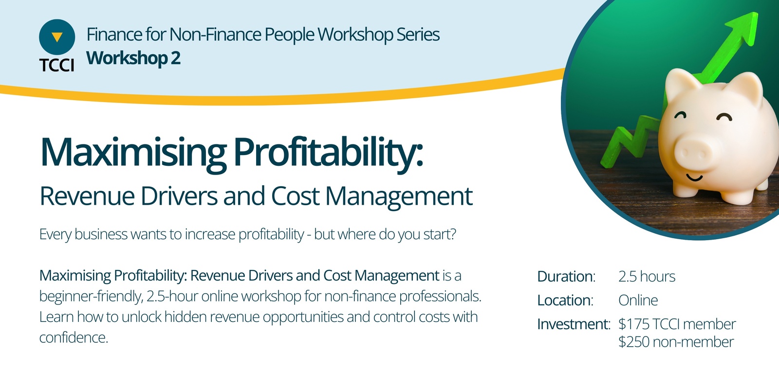 Banner image for Maximising Profitability: Revenue Drivers and Cost Management (Online)