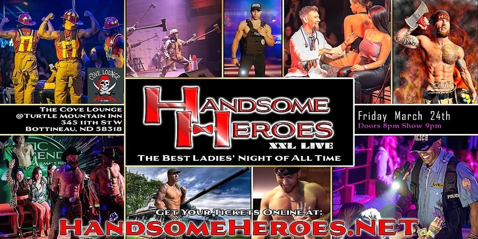 Banner image for Bottineau, ND - Handsome Heroes XXL Live: The Best Ladies' Night of All Time