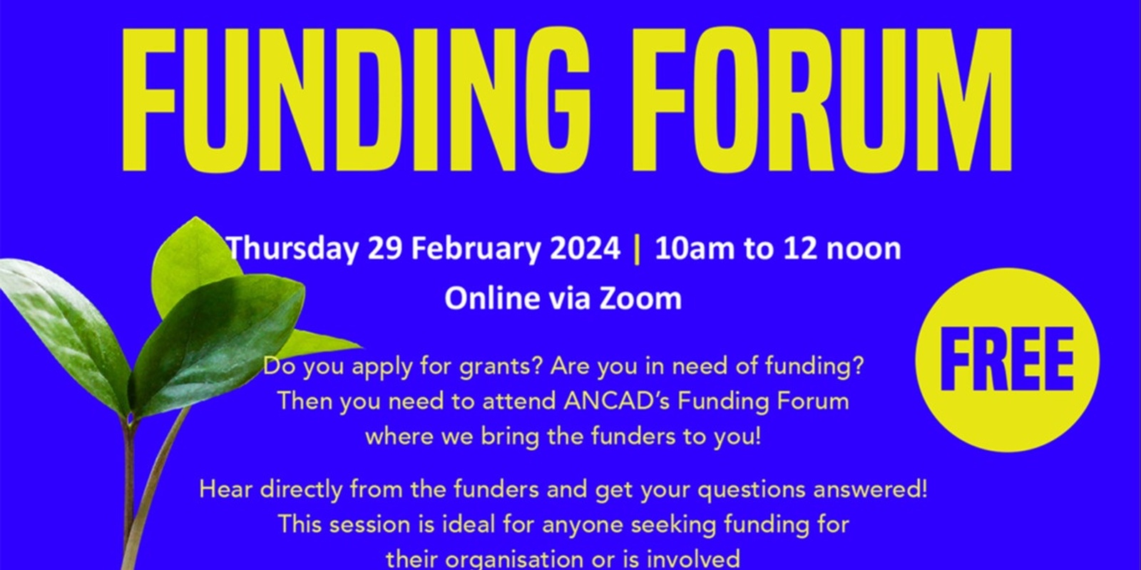 Banner image for ANCAD's FREE FUNDING FORUM 2024