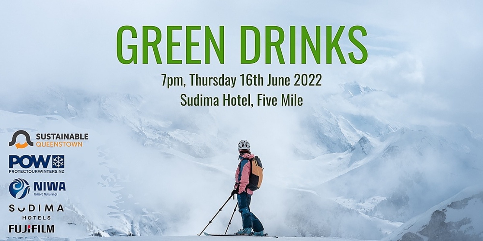 Banner image for Green Drinks: The Future of Skiing in NZ