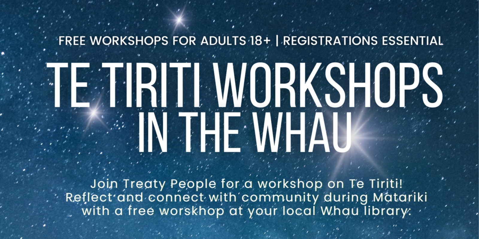 Banner image for Te Tiriti Workshops in Te Whau - New Lynn Community Centre