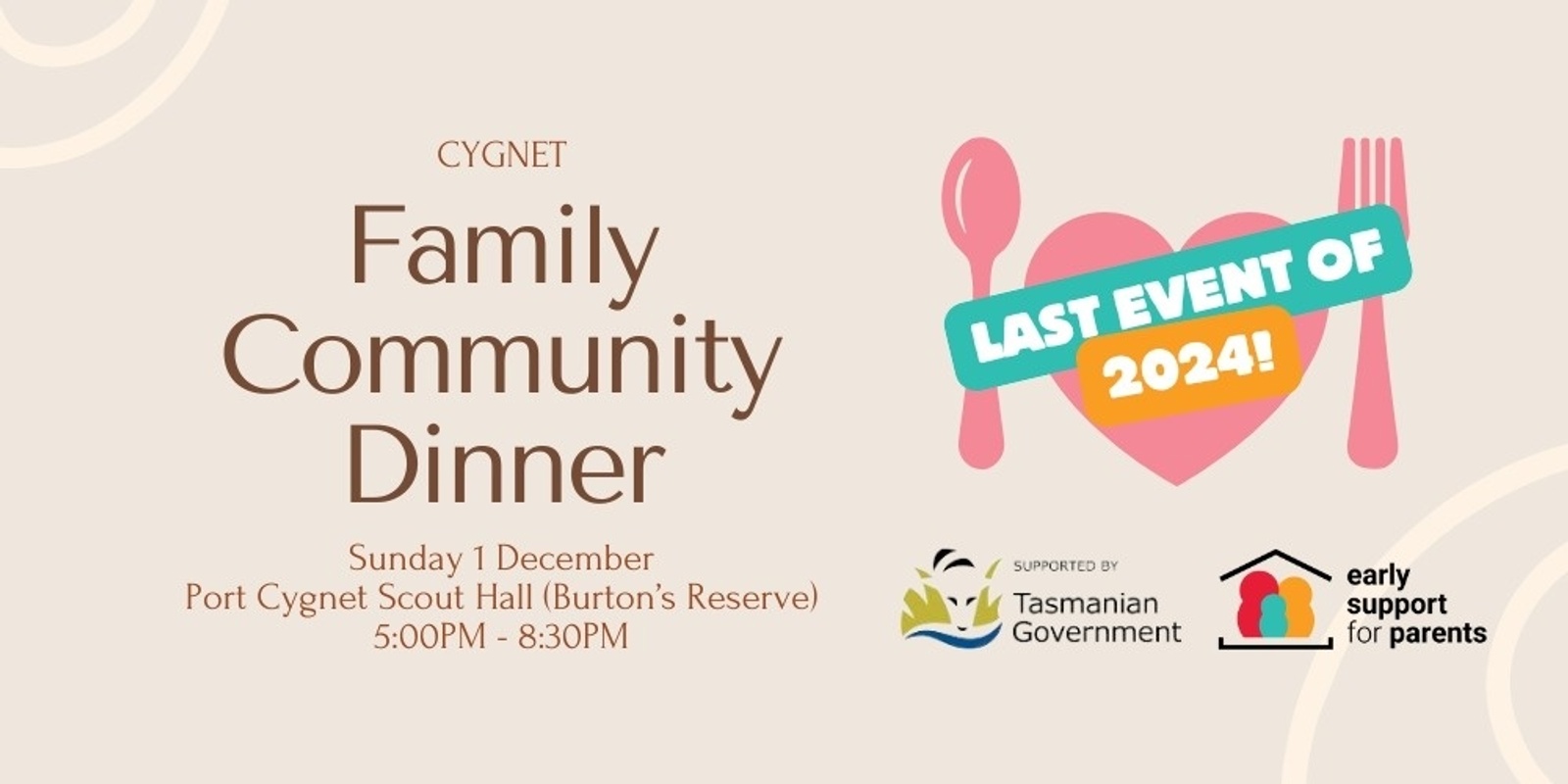 Banner image for Cygnet Community Dinner - December 2024