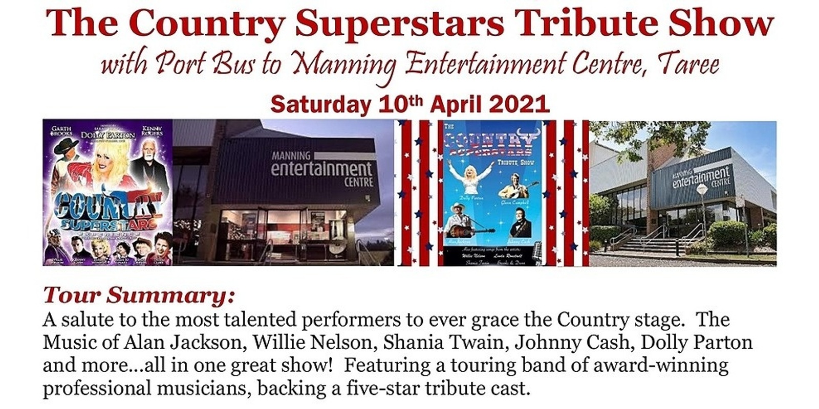 Banner image for The Country Superstars Tribute Show @ Manning Entertainment Centre