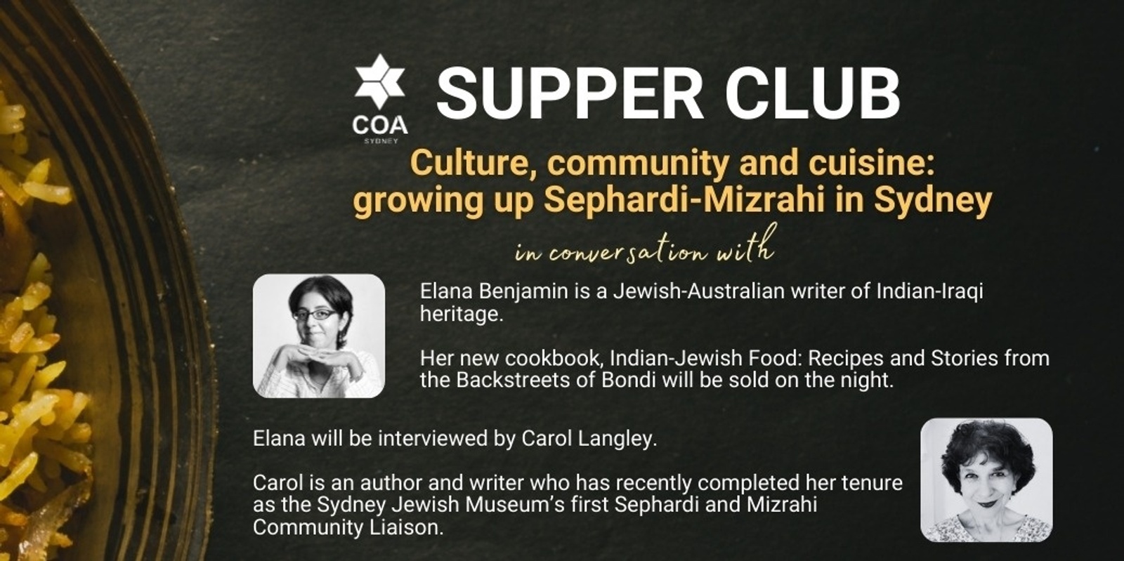 Banner image for COA Supper Club: Elana Benjamin - 3 December 2024