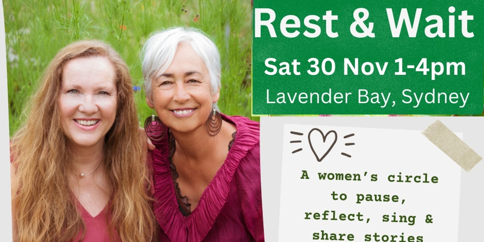 Banner image for REST & WAIT- with Trish Watts & Mary Diggins