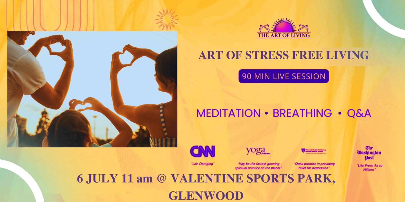 Banner image for Art of Stress Free Living: An Intro to the Happiness Program in GLENWOOD
