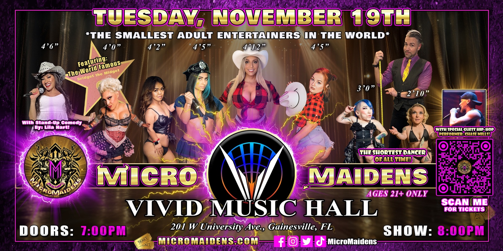 Banner image for Gainesville, FL - Micro Maidens: Dwarf Dancers @ Vivid Music Hall "The Only Micro Revue in the World!"