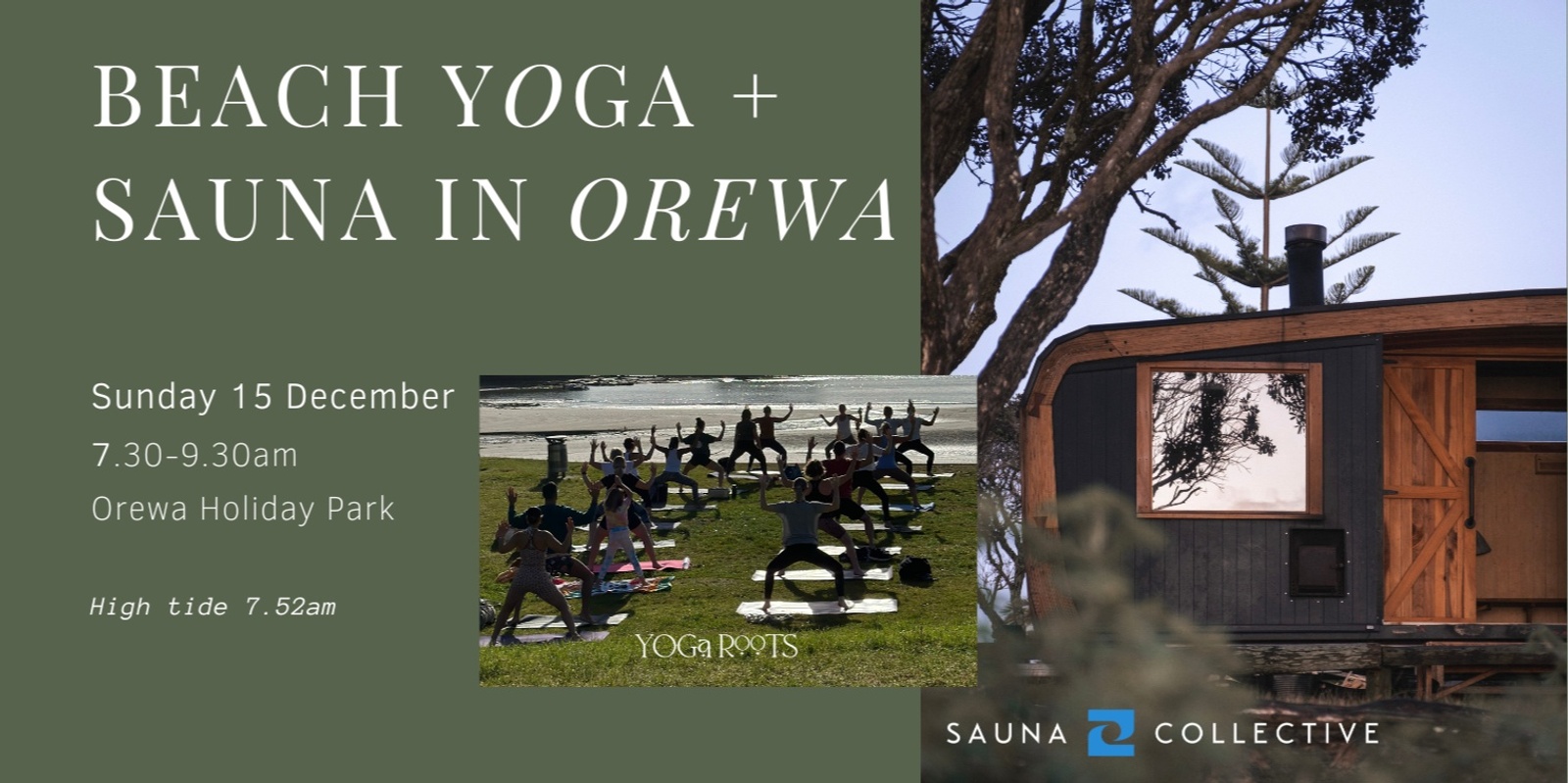 Banner image for Sauna Collective in Orewa: Beach Yoga + Sauna + Ocean Swim