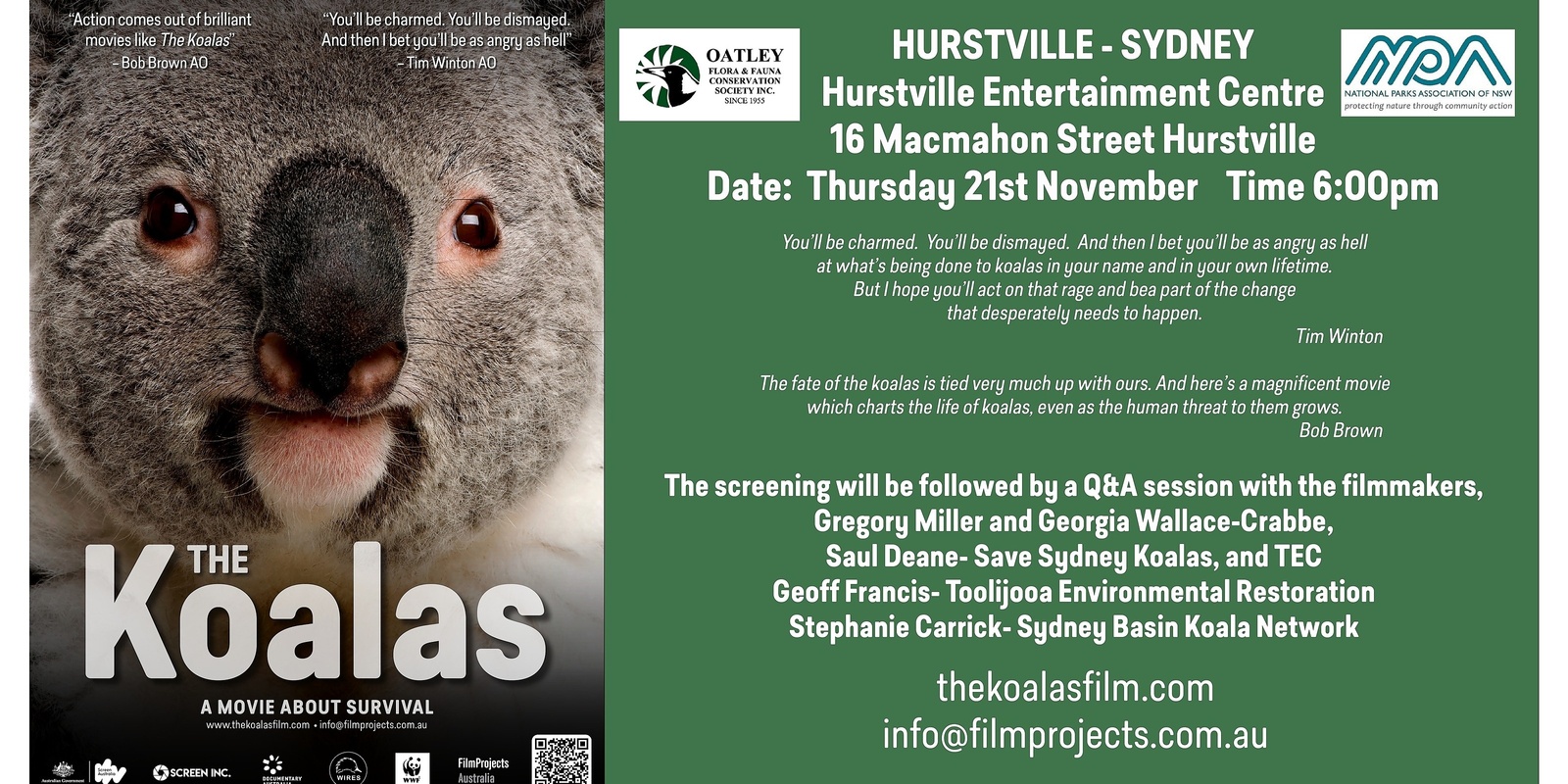 Banner image for The Koalas screening at Hurstville Entertainment Centre