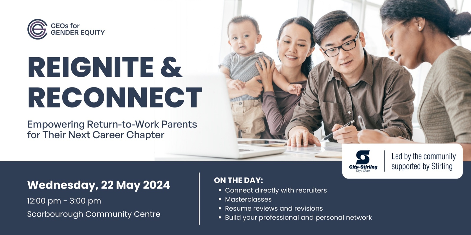 Banner image for Reignite and Reconnect: Empowering Return-to-Work Parents for Their Next Career Chapter  