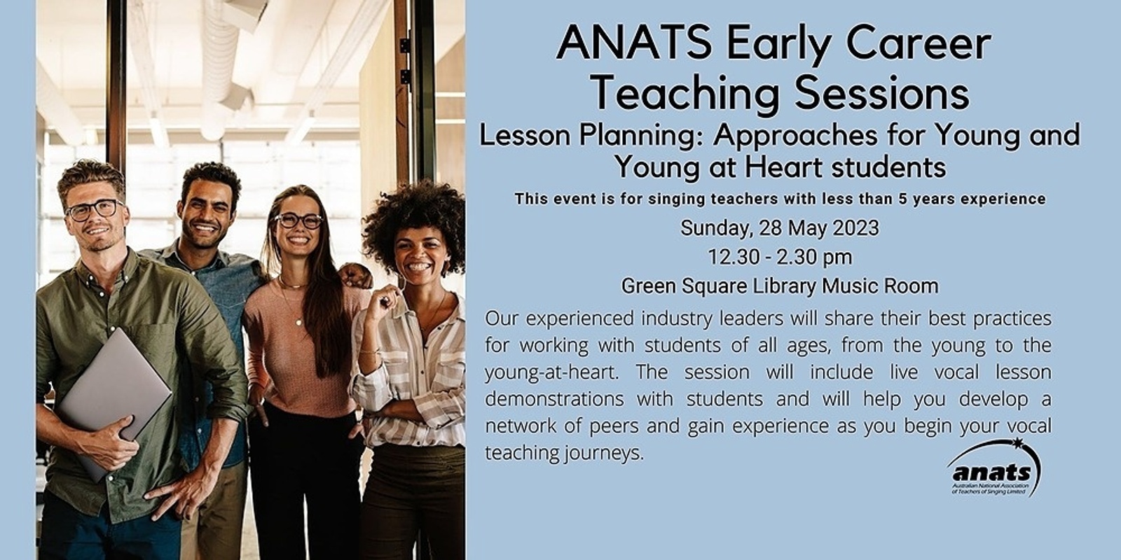 Banner image for Lesson Planning: Approaches for Young and Young at Heart students - An ANATS Early Career Teaching Session