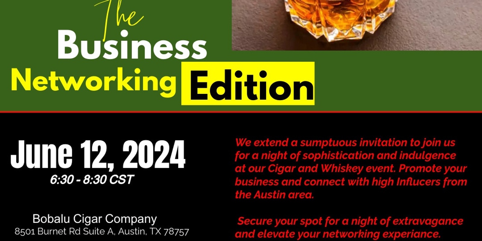 Banner image for BNG Cigar and Whiskey Business Network Event