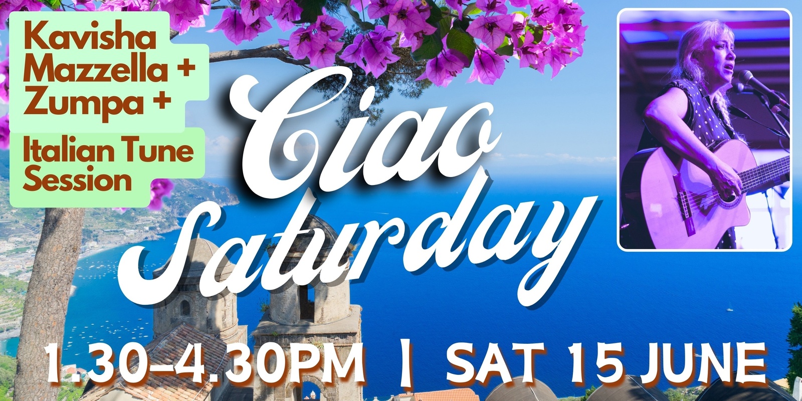 Banner image for Ciao Saturday - concert with Kavisha Mazzella and Zumpa and Italian folk tune session