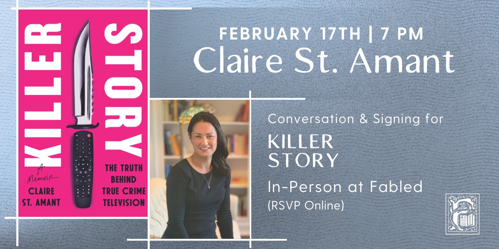 Banner image for Claire St. Amant Discusses Killer Story