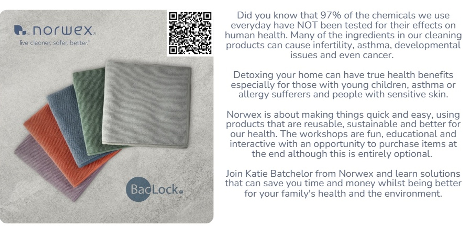 Banner image for Chemical Free Cleaning at Home with Katie.