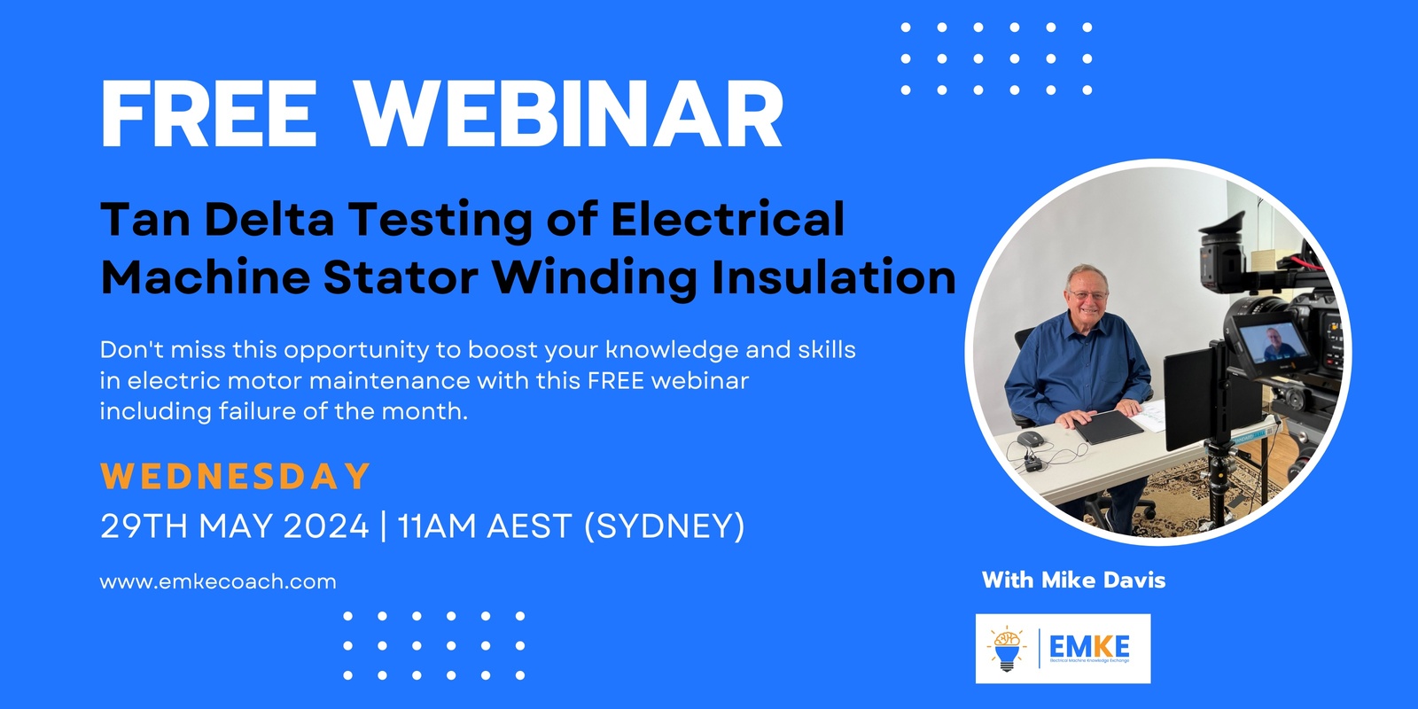 Banner image for Free Webinar: Tan Delta Testing of Electrical Machine Stator Winding Insulation