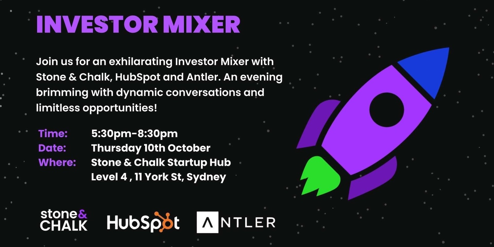 Banner image for Stone & Chalk Investor Mixer