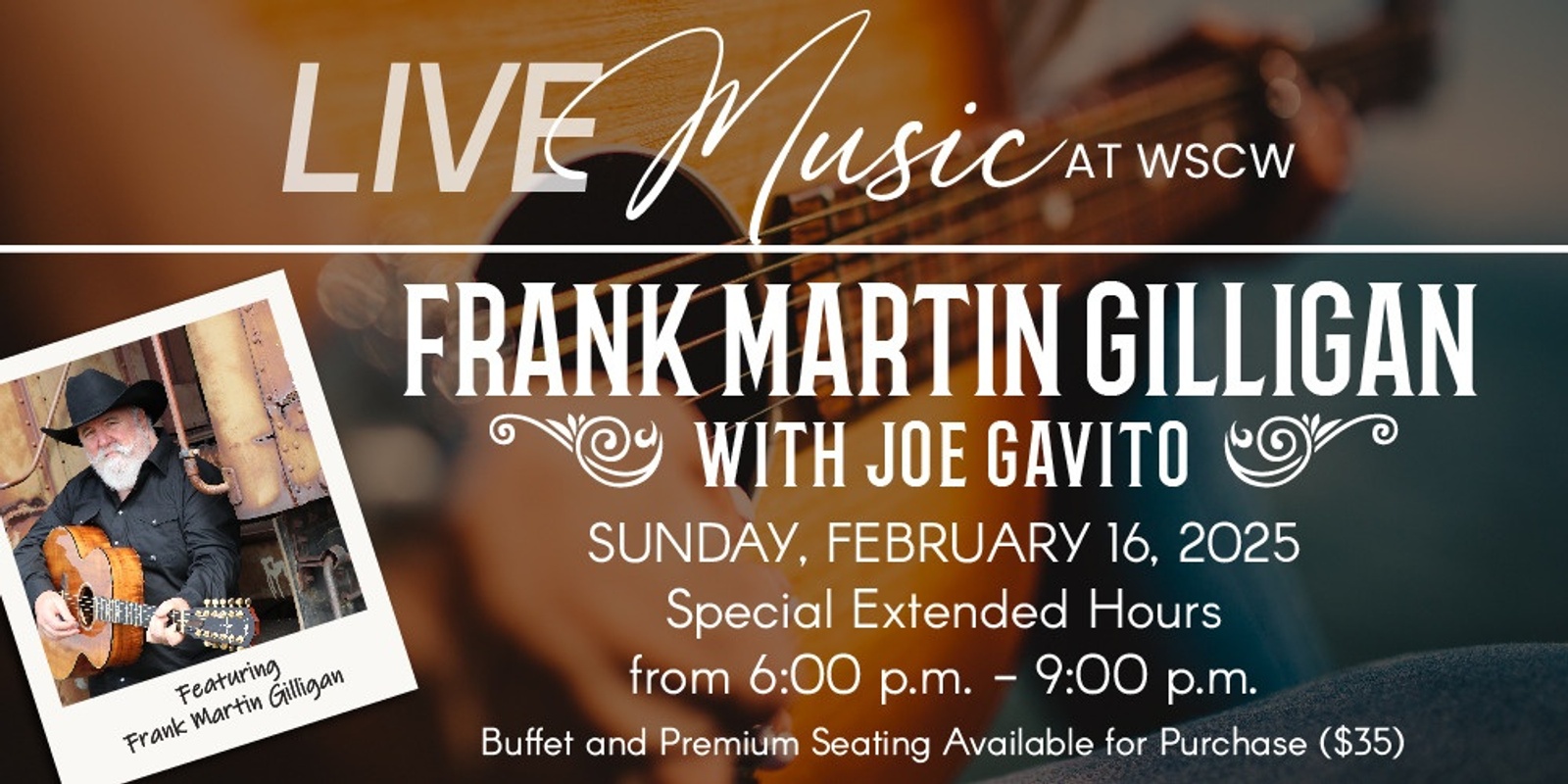 Banner image for Special Music Event: Frank Martin Gilligan with Joe Gavito February 16