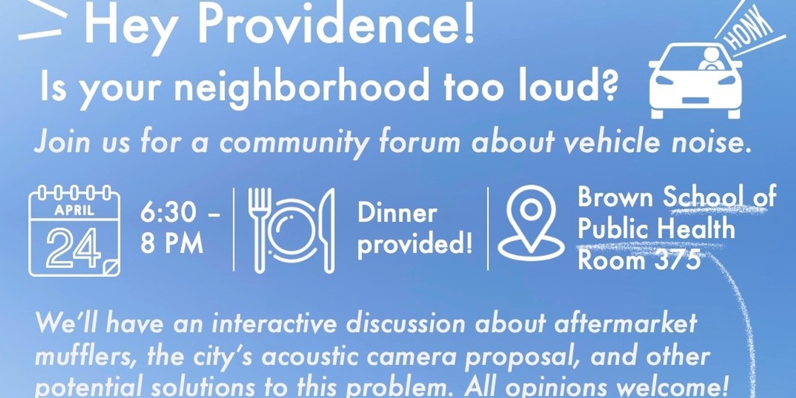 Banner image for Providence Community Forum on Vehicle Noise