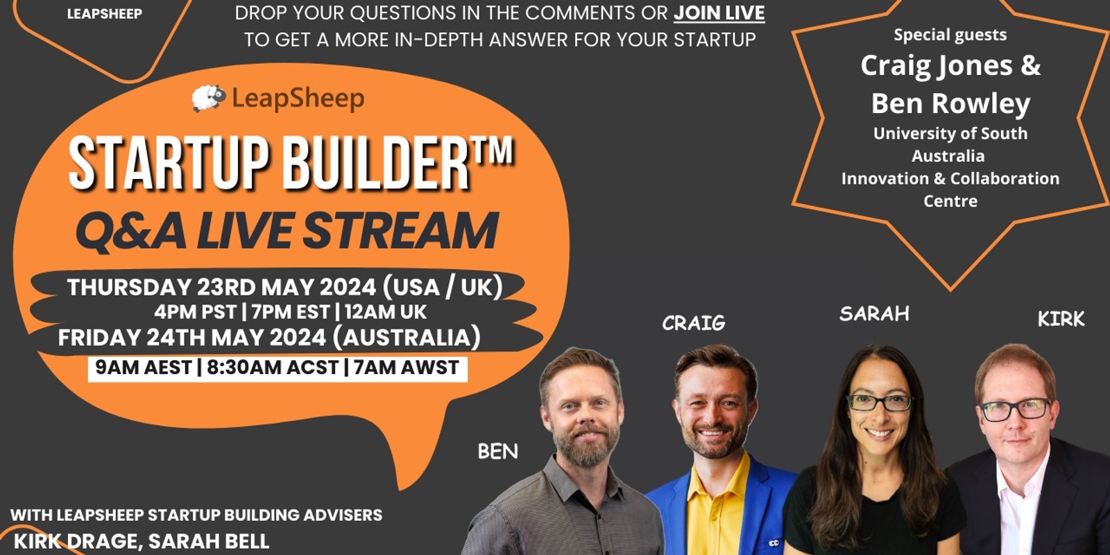 Banner image for Startup Builder™ Q&A Live Stream