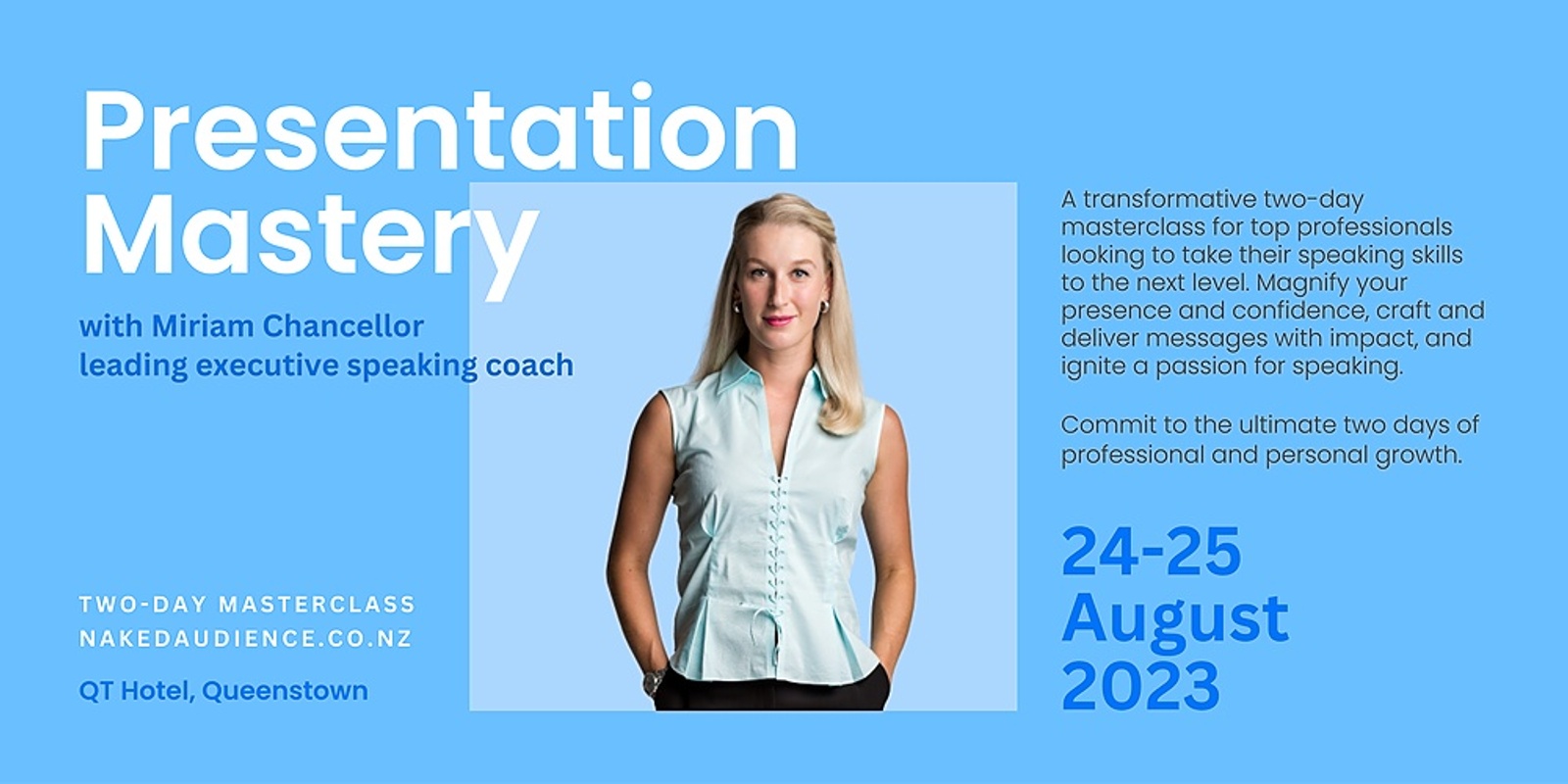 Banner image for Masterclass in Presentation Mastery with Miriam Chancellor 