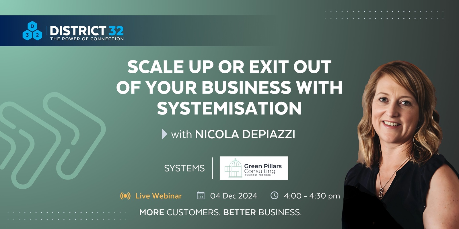 Banner image for District32 Expert Webinar: Scale UP or Exit OUT of Your Business With Systemisation